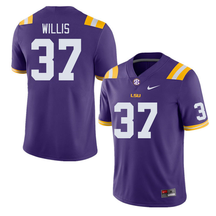 Men #37 RJ Willis LSU Tigers College Football Jerseys Stitched-Purple - Click Image to Close